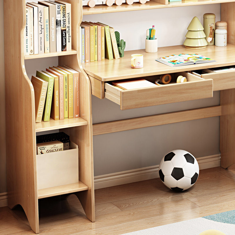Kids Study Desk with Chair, Children Writing Desk Computer Table for Learning, Natural