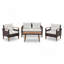 Mobilier de jardin 4 pièces, ensemble de sièges de patio, canapé d'extérieur en rotin PE, table et pieds en bois GO, brun et beige
