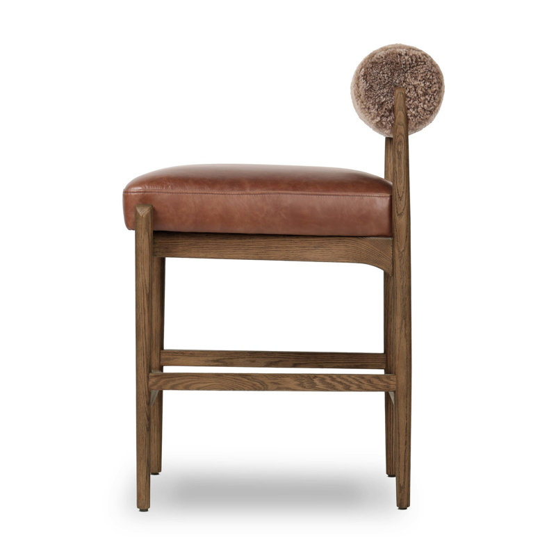 Jazelle Stool, Havana Brown Teddy Fabric, Counter Stool (27" Seat Height)