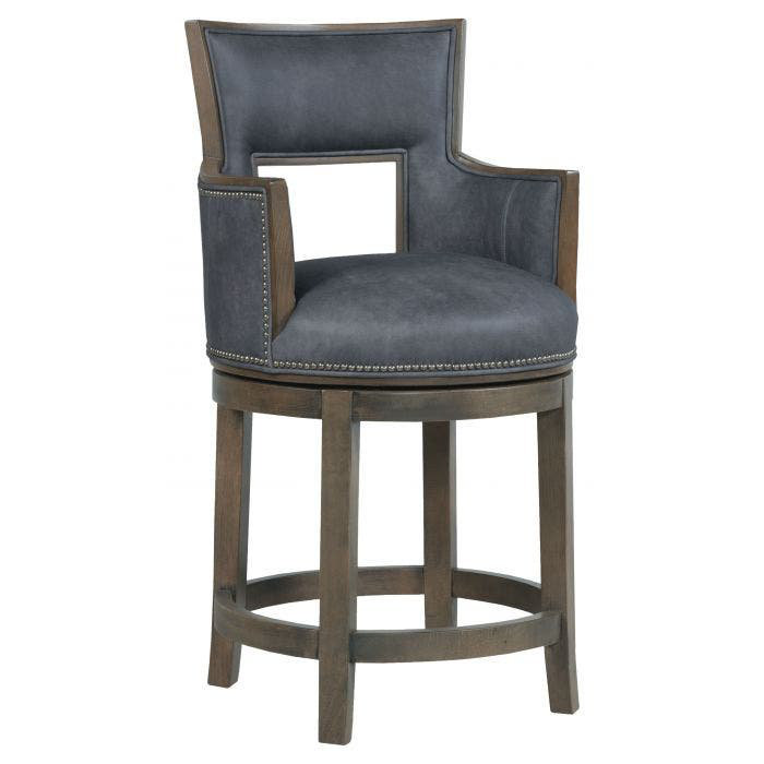 Sidecar Upholstered Stool with Solid Wood Frame, Pewter (9953 65), Tobacco, Counter Stool (26" Seat Height)