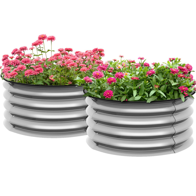 2 de jardin surélevés galvanisés - boîtes de plantation d'extérieur sécuritaires pour les jardins de fleurs, d'herbes et de légumes