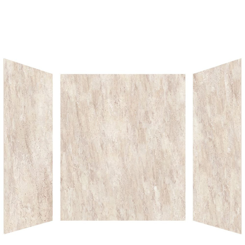 Transolid Lusso 60-in x 60-in x 72-in Glue to Wall 3-Piece Shower Wall Kit, Creme Carmel, Creme Carmel, 72" H x 60" W x 60" D