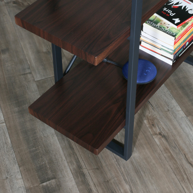 Kaecyn Metal Etagere Bookcase, Walnut, 56.69" H x 82.68" W x 11.34" D