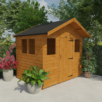 8 ft. W x 6 ft. D Solid Wood Shiplap Apex Garden Shed