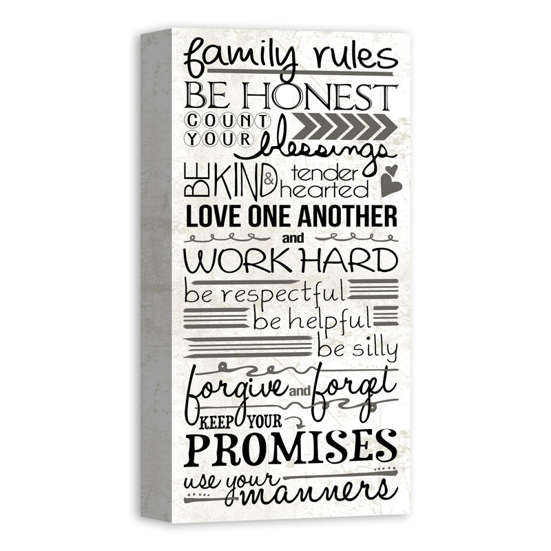 « family rules », reproduction d’art textuel sur toile