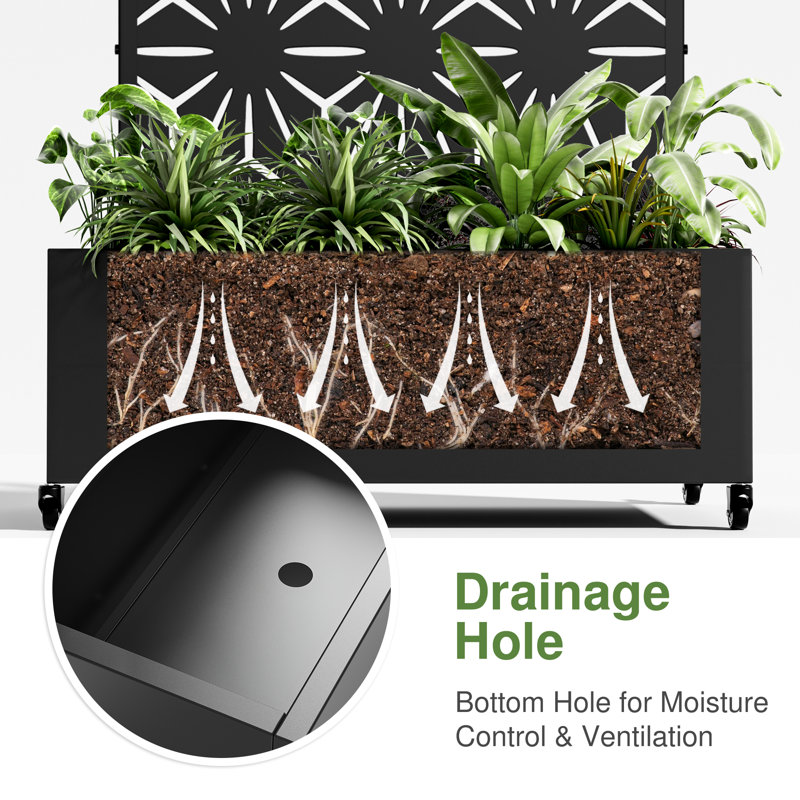 Metal Planter Box with Trellis & Wheels | Arlmont & Co.