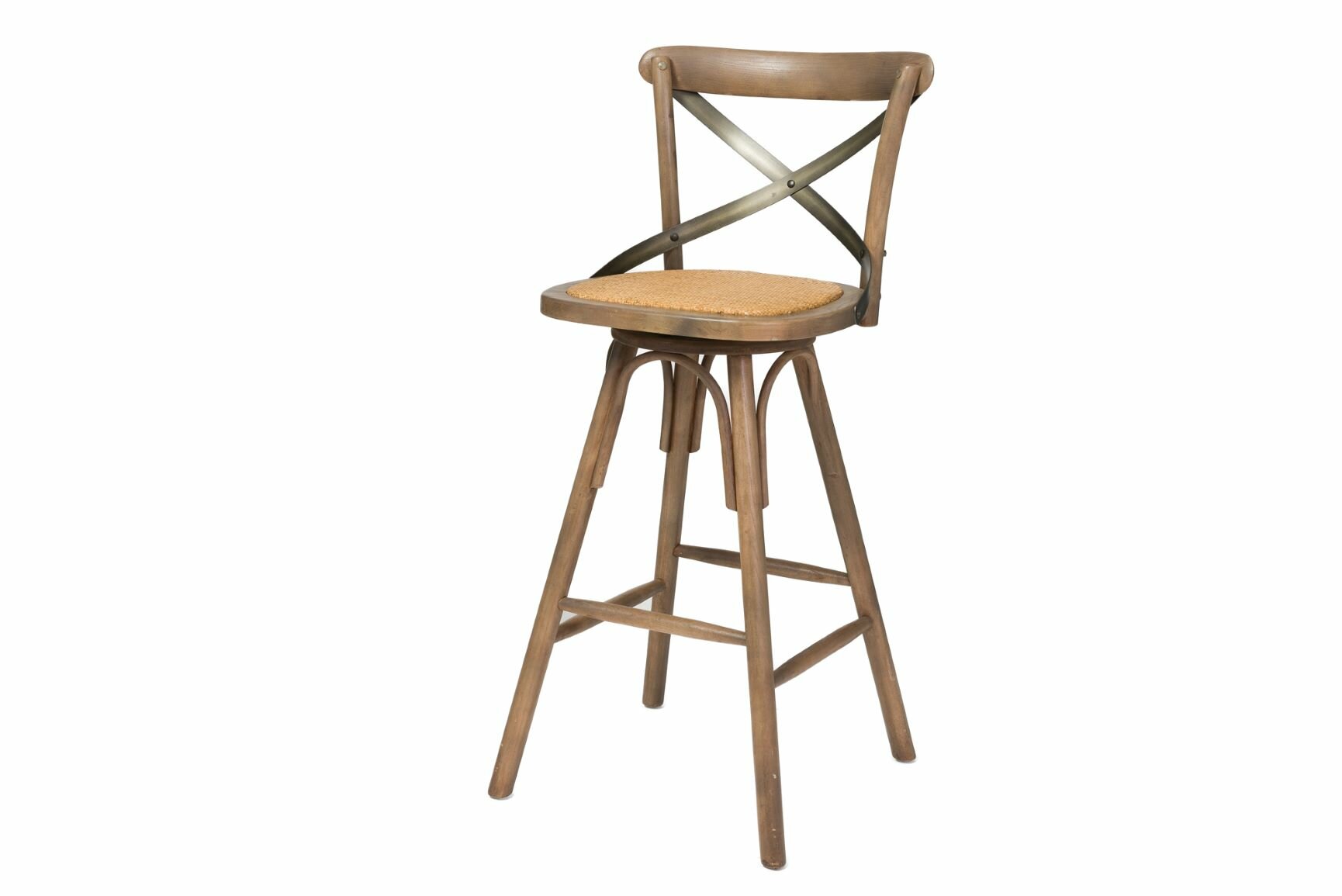 Gracie Oaks Lauritzen Swivel 24'' Counter Stool with Solid Wood Frame ...