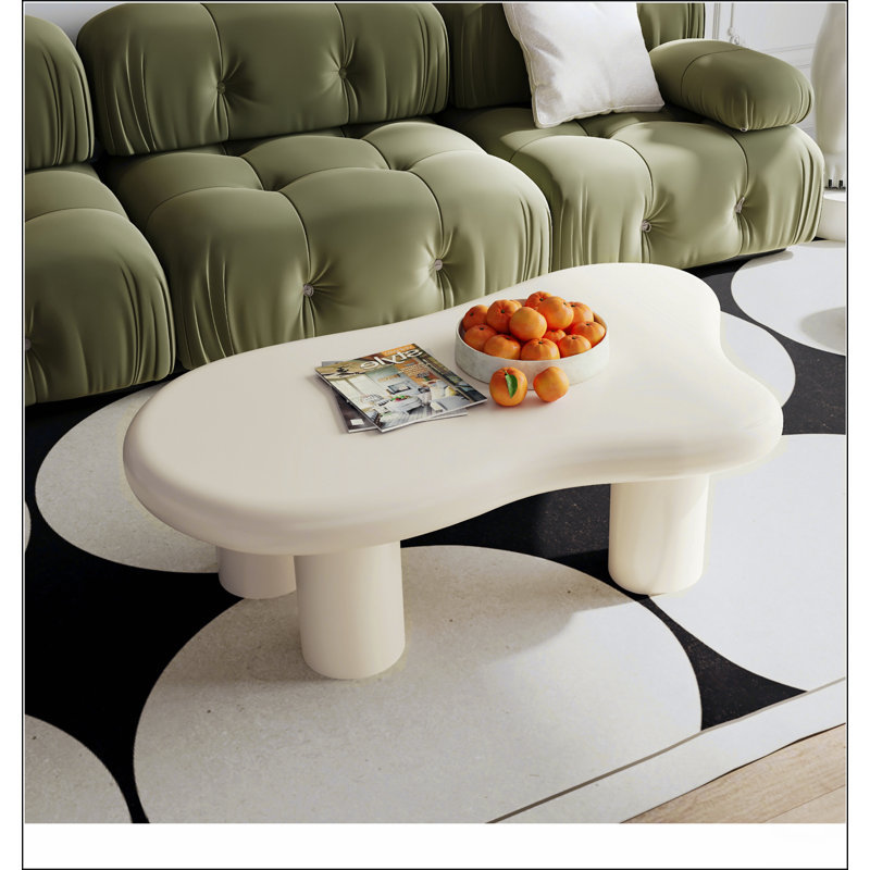 Table basse de 47 po en forme de nuage crème pour le salon, Blanc, crème, H 15,75 po x L 47,24 po x l 31,5 po