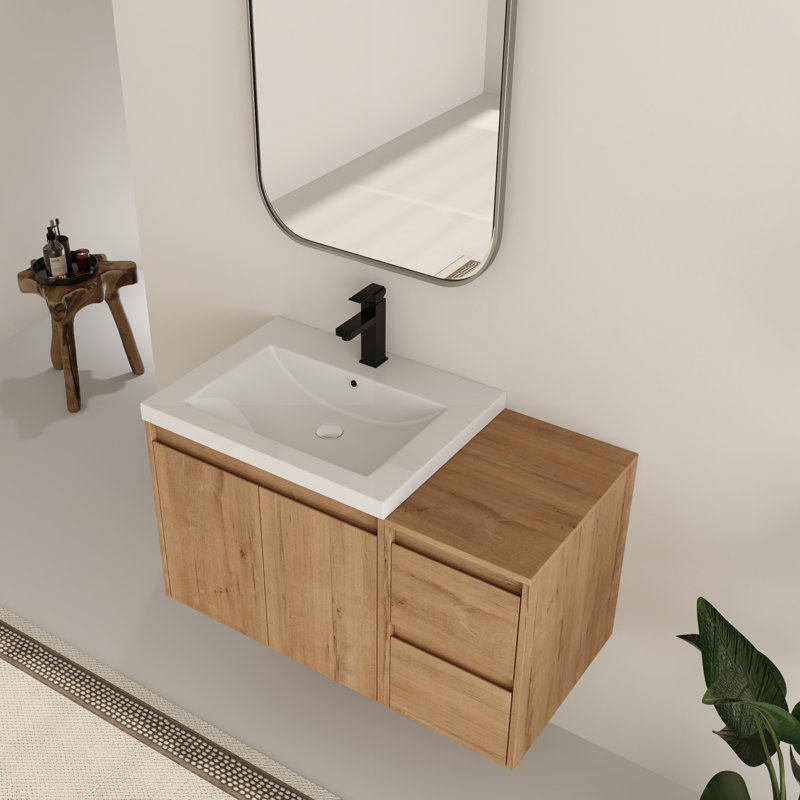 Ensemble de meuble-lavabo mural simple 36 po avec plateau en résine Bellmead, 36"