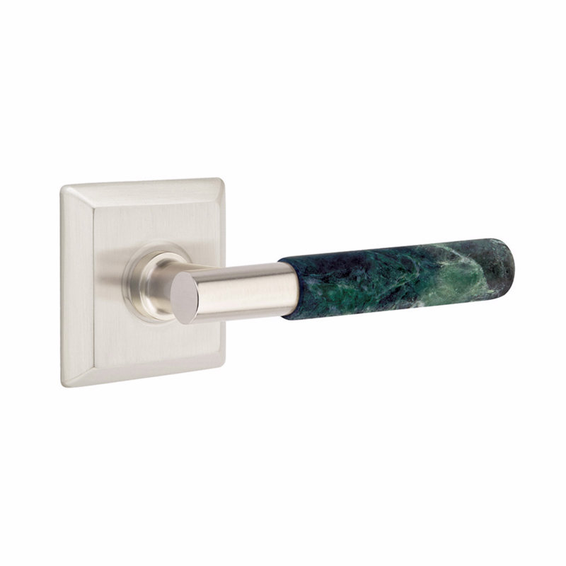 Select Round Door Lever with Square Rosette, Satin Nickel, Passage (Hall & Closet)