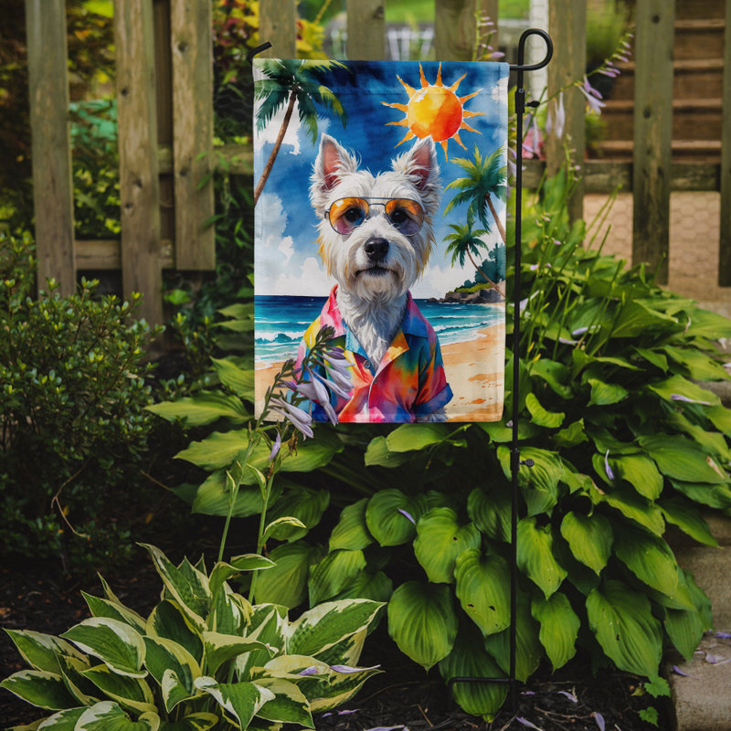 Bouvier bernois avec drapeau de jardin, Westie