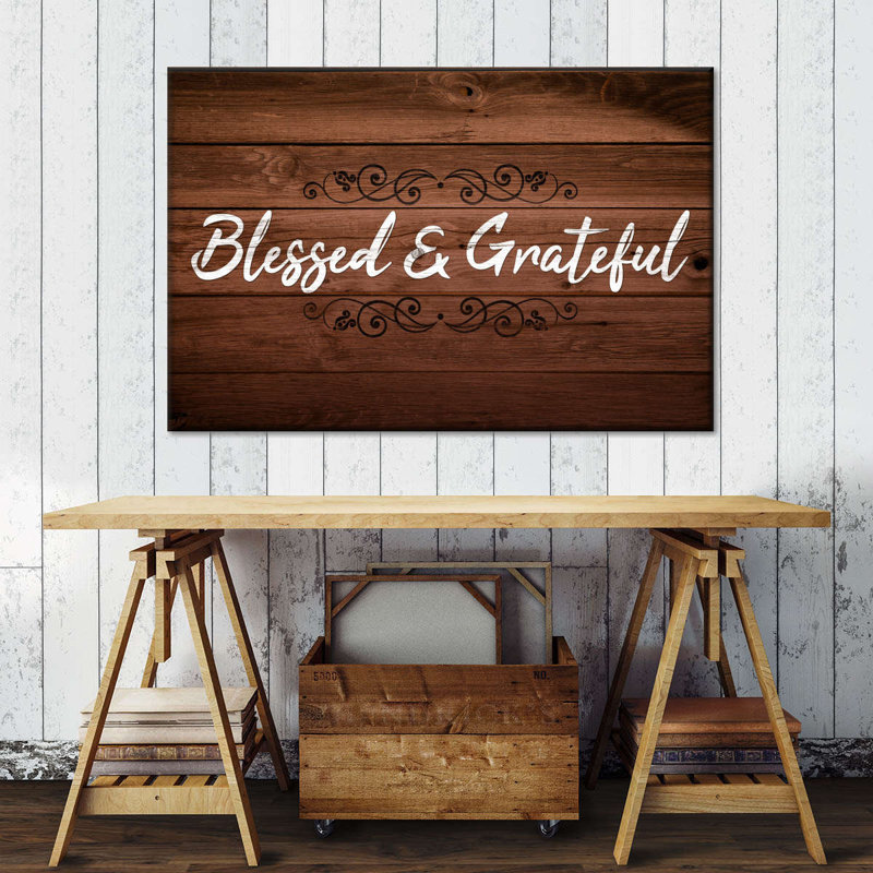 «Blessed And Grateful Typographie I», reproduction sur toile, H 8 po x l 12 po x P 1 po