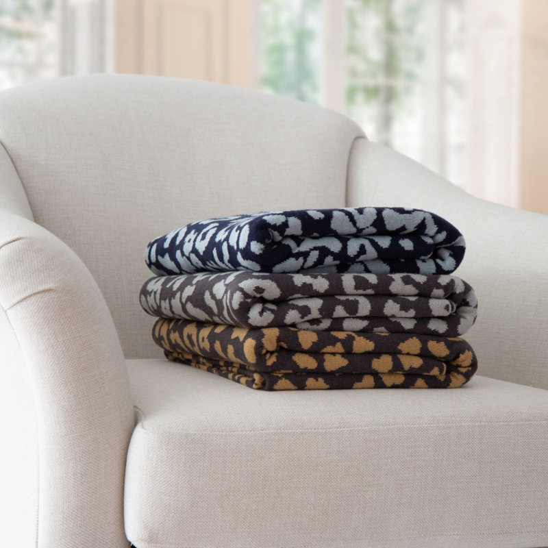 Knitted Throw Blanket, Blue