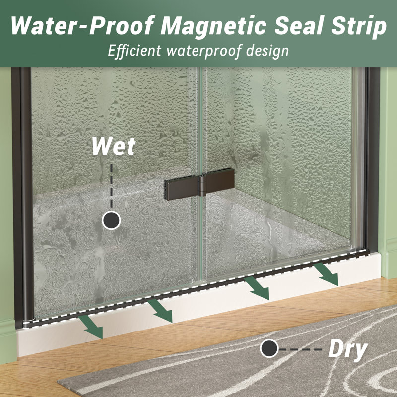  33-34＂W x 72＂H Bifold Frameless Shower Door, Folding Shower Door With 1/4＂(6mm) Clear Tempered Glass For Bathroom