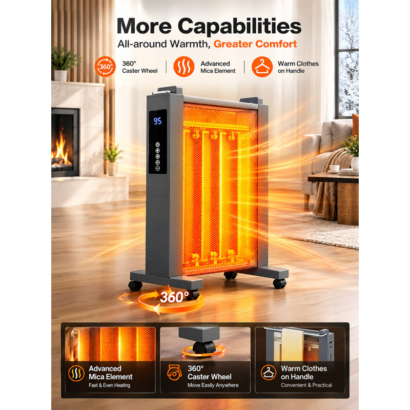 AIRJOYHI 1500w Space Heaters for Indoor Use, 26 Inch Convection Heaters for Indoor Use, 3 Sides Heating, Temperature Adjustable 50-95℉, Remote,12H Timer, Tip-Over & Overheat Protection