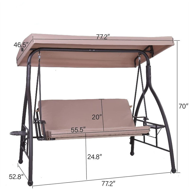 Keigo 3 Person Porch Swing with Canopy