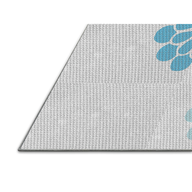 Tapis bleu à motif floral Kyal, Rectangle 2 pi x 3 pi