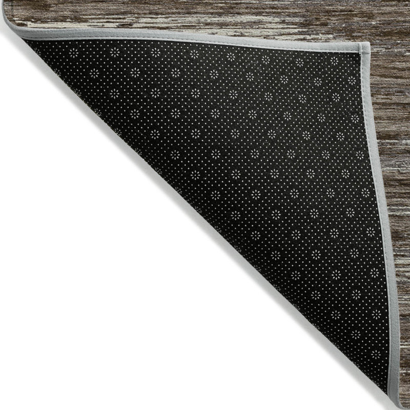Tapis intérieur lavable rayé brun et ivoire 5 pi x 8 pi