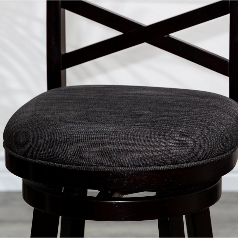 Tabouret pivotant de 24 po à hauteur de comptoir avec siège en tissu de couleur et gris anthracite, siège durable. Tissu. Fabrication en bois massif. Pieds évasés stables. Revêtement confortable