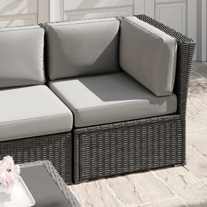 Canapé modulaire d'extérieur en rotin Martha Stewart Bedford, Gris, Gris