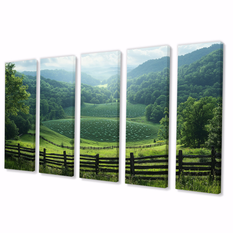 «Green Peaceful Valley III», ensemble d'art mural sur toile, H 32 po x l 80 po
