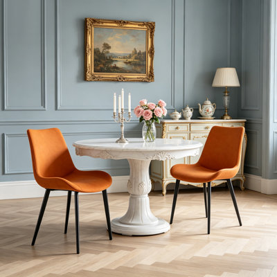 Ensemble de 2 chaises de salle à manger en similicuir rembourrées en similicuir avec pieds en métal