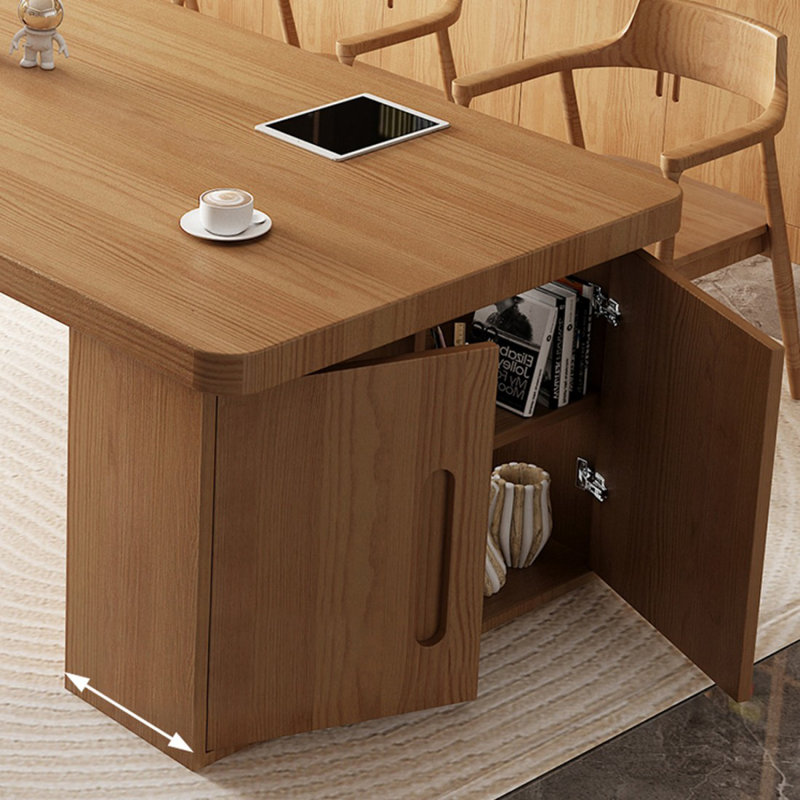 Bureau rectangulaire brun en bois massif, H 29,53 po x l 62,99 po x P 27,56 po