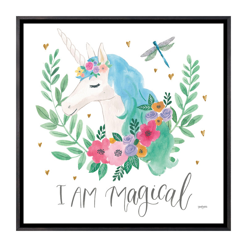 Décoration murale pour enfants Magical Friends IV, H 26 po x l 26 po x P 1,5 po, Toile avec cadre noir patiné