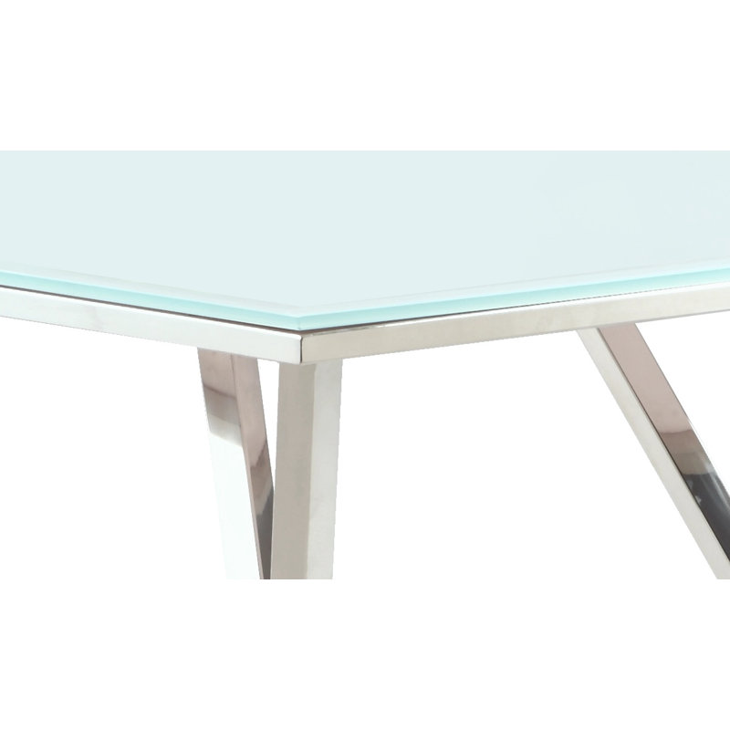 Abkarian Modern Starphire Glass Top Dining Table