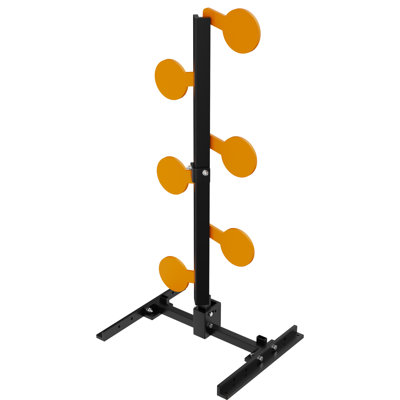 Arbre de duel en acier à 6 cibles à réinitialisation automatique, support de tir robuste en alliage de 10 mm avec palettes de 6,3 po, angle réglable et base en H pour l'extérieur