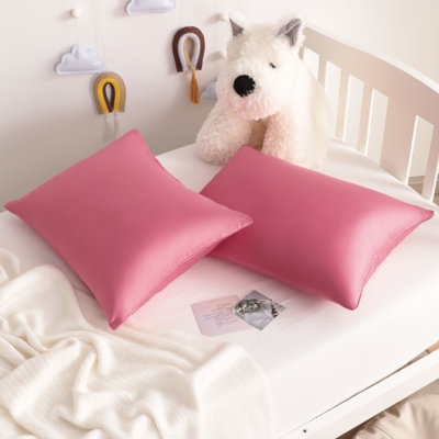 Paquet de 2 taies d'oreiller pour tout-petits en satin de soie luxueux avec fermeture à glissière cachée 13 x 18 po