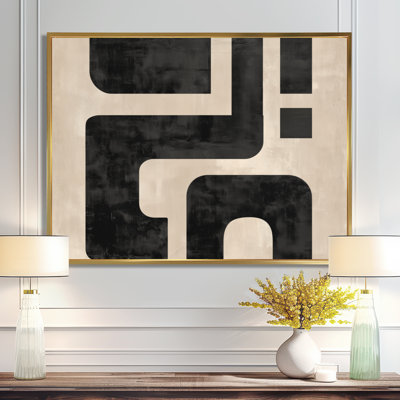«Minimal and Abstract Compositions In Nature Tones», art mural moderne sur toile de style Mid-Century, art moderne encadré noir Mid-Century
