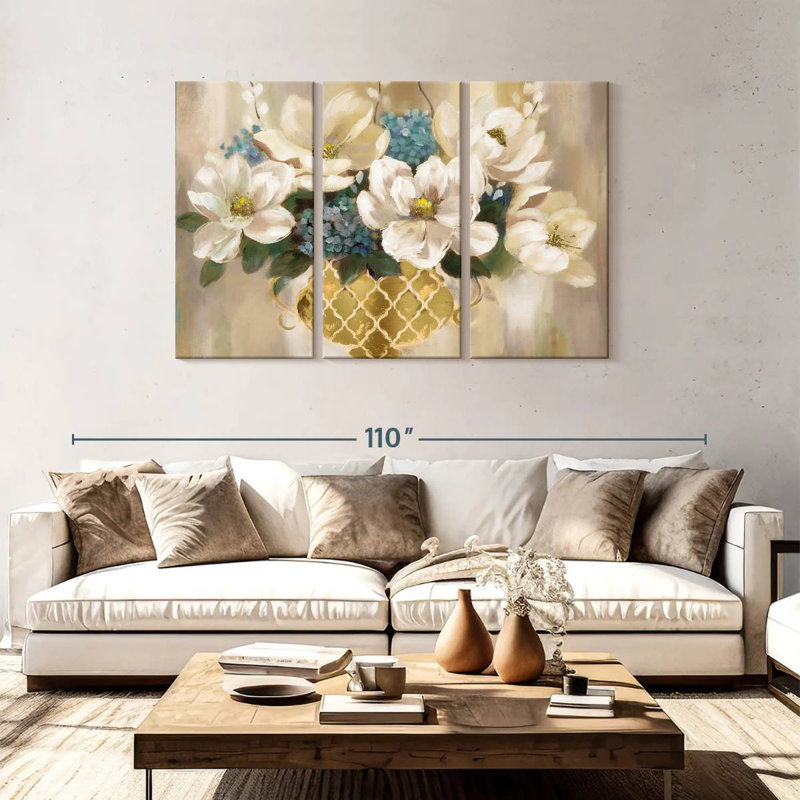 Fleurs de magnolia du Sud, H 48 po x l 74 po