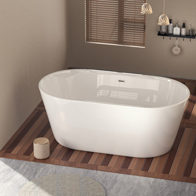 63" Acrylic Freestanding Soaking Bathtub With Chrome Overflow And Drain, Cupc Certified