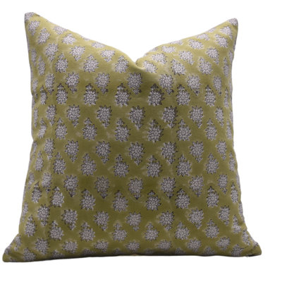 Housse de coussin en coton faite à la main à motif de blocs de coton à motif floral 20 x 20 pouces Homdecore 