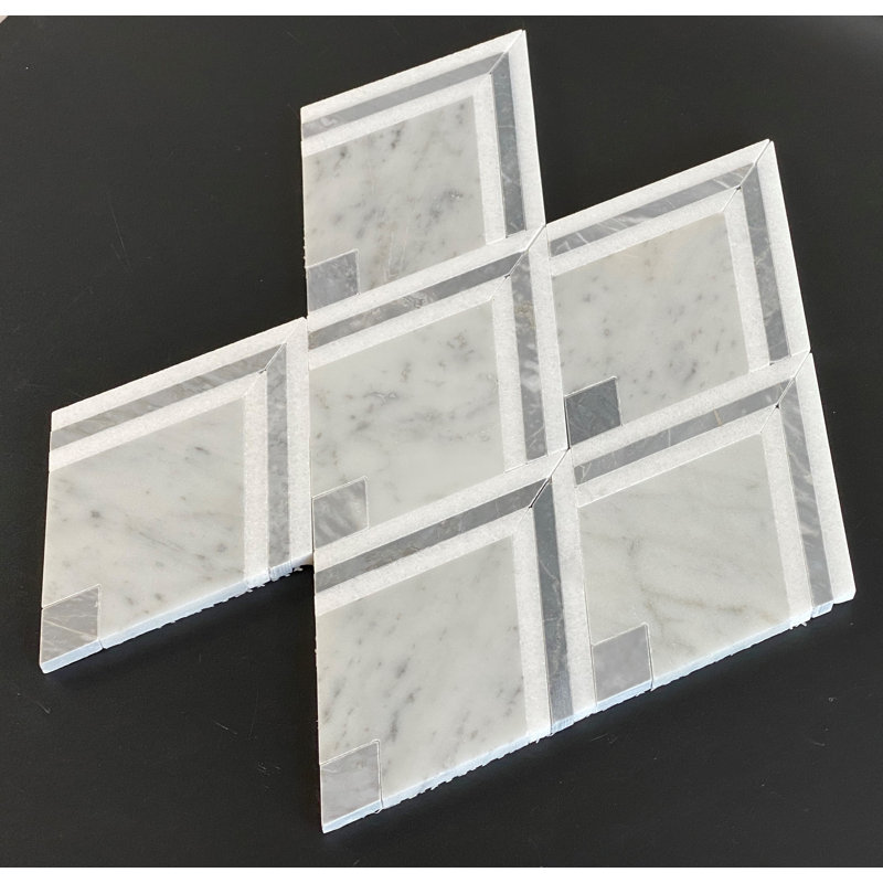 Marble Diamond Mosaic Wall & Floor Tile, Thassos White