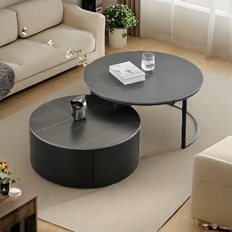 Light luxury rock panel coffee table combination