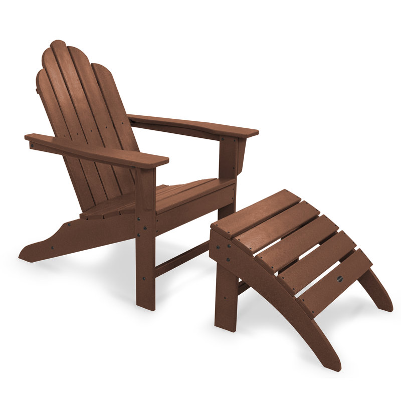 POLYWOOD Long Island Adirondack 2-Piece Set, Teak