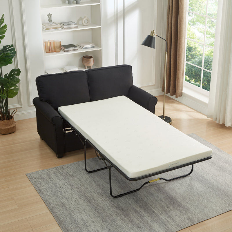Canapé-lit rembourré 57 po avec matelas en mousse à mémoire de forme Thaminah, Noir