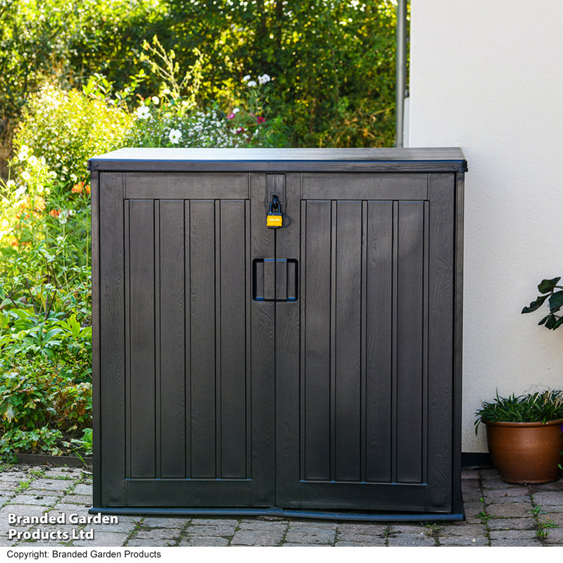 Garden Gear 115cm W 775L Water Resistant Plastic Lockable Deck Box in Black