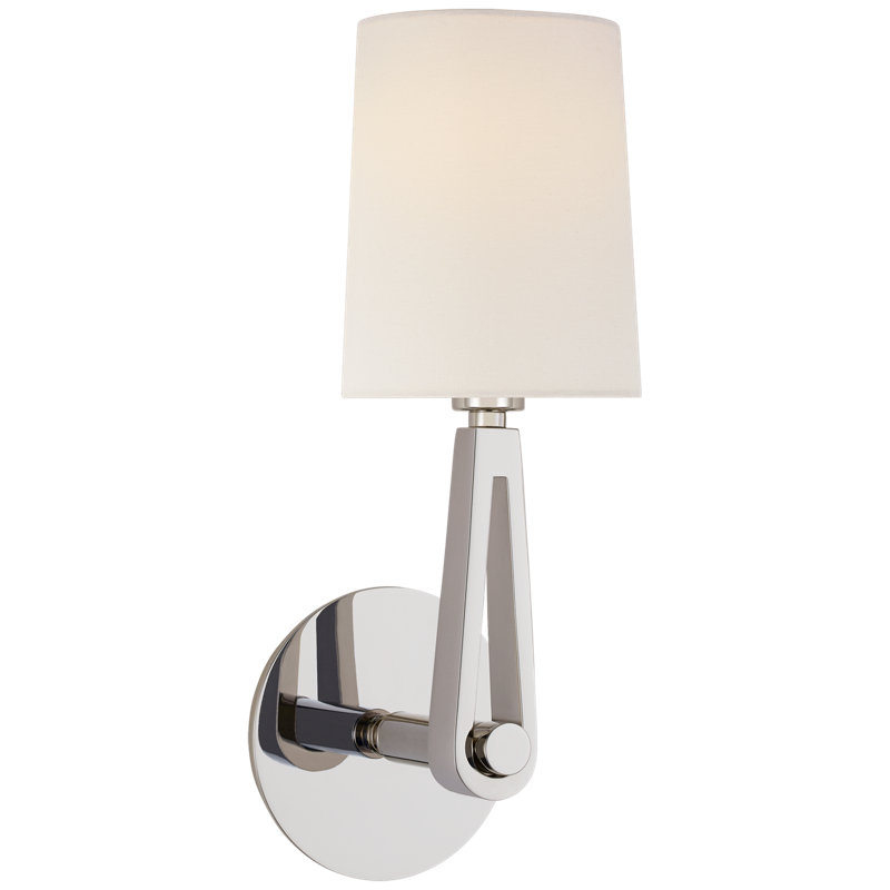 Thomas O'Brien Alpha Single Sconce, Polished Nickel/Linen