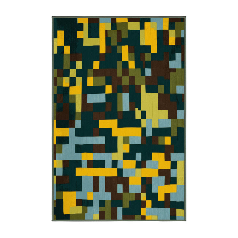 Bordered Blocks Rug, Rectangle 6' x 9'