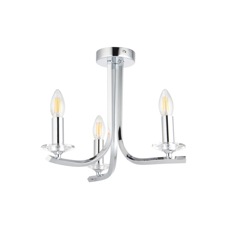 Semi Flush Mount, Polished Chrome, 3 Lights, 300cm H x 350cm W x 350cm D