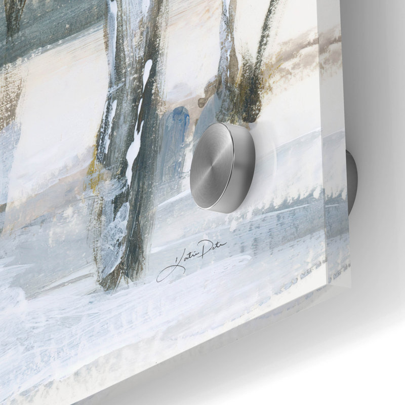 Art mural en verre «Snowy Winter Trees» par Katrina Pete, H 24 po x l 24 po x P 0,2 po