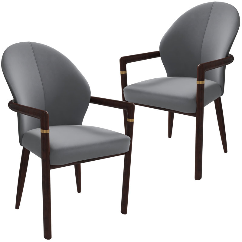 Chaise avec accoudoirs ergonomique Kavonna, Gris