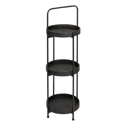 Support ou tablette pour plante en métal arqué moderne Kesini avec 3 plateaux ronds amovibles