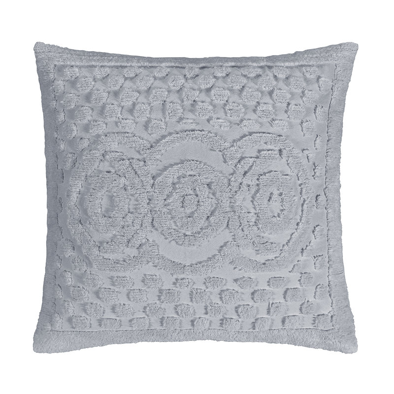 Heirloom 100% Cotton Chenille Tufted Euro Pillow Sham, Medallion Design, Soft Breathable Decorative Pillow Cover, OEKO-TEX Certified, Machine Washable, All-Season, 26" x 26", Gray