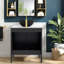 Meubles-lavabos modernes noirs avec rangement, lavabo en céramique, armoire en MDF