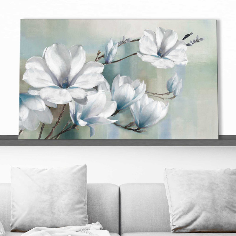 Spring Magnolias by Rogier Daniels - Painting, Wrapped Canvas, 28" H x 48" W x 1.5" D