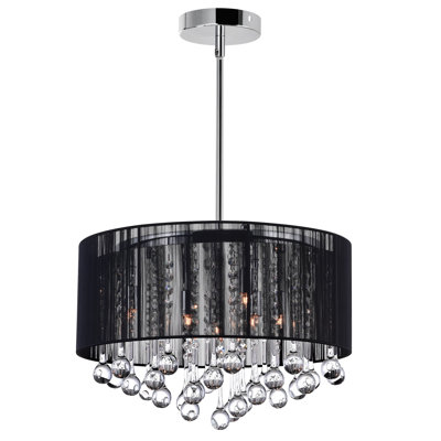 Lustre 6 lumières avec abat-jour tambour avec finition chromée